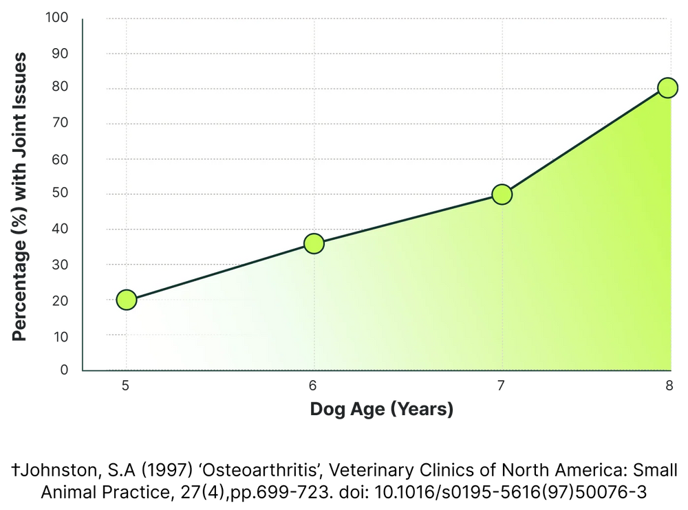 Percentage (%) of pets with joint issues